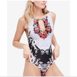 Free People All the Parties Cut Out Print Bodysuit